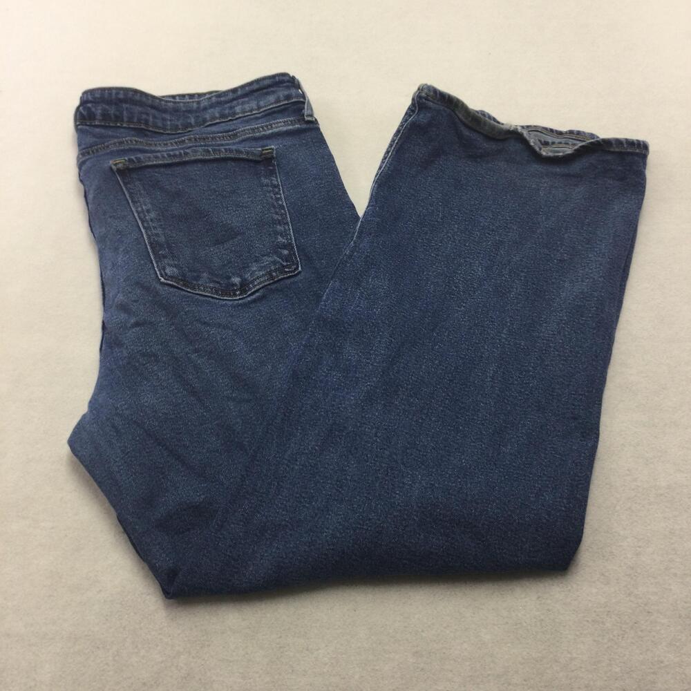 Old Navy Wide Leg Jeans Womens 16 Blue Medium Wash Mid Rise Relaxed Stretch